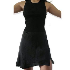 Theory black fit an flare black sleeveless short mini dress size Small
